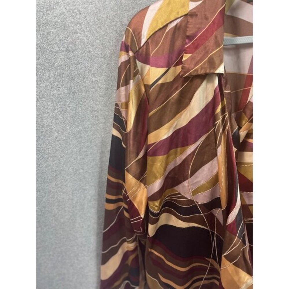 Lane Bryant 26/28 Abstract Print Wrap Blouse Plus Size‎ Long Sleeve Top - Picture 6 of 13